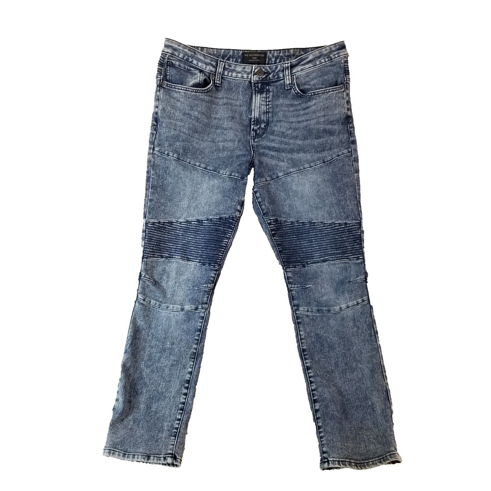 NOBO No Boundaries jeans mens 36x30 Skinny Stacked Moto blue denim pants